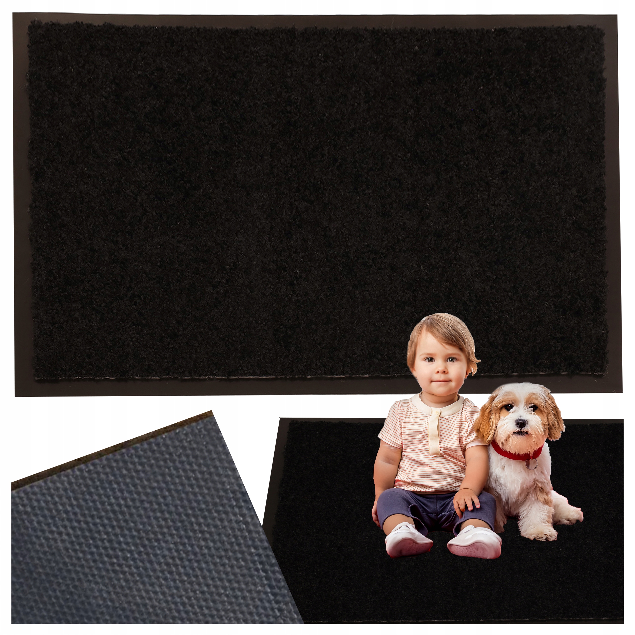 Protiskluzová rohožka 90 x 150 cm s okrajem je připravena pod vchodové dveře