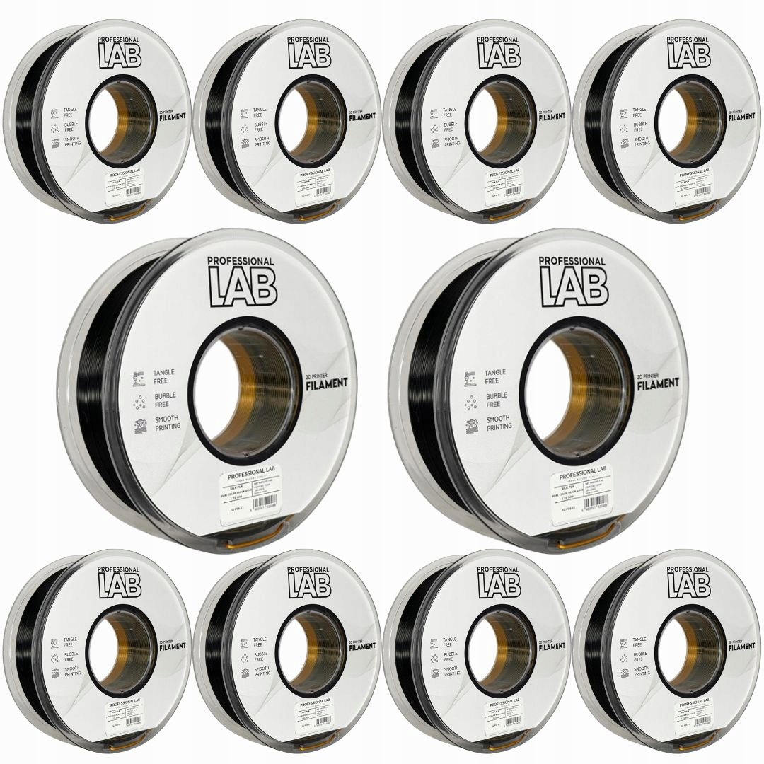 10 x Filament Pla Hodváb Dual Color Čierno-zlatý Prof. Lab 1,75 mm 1 kg 3D