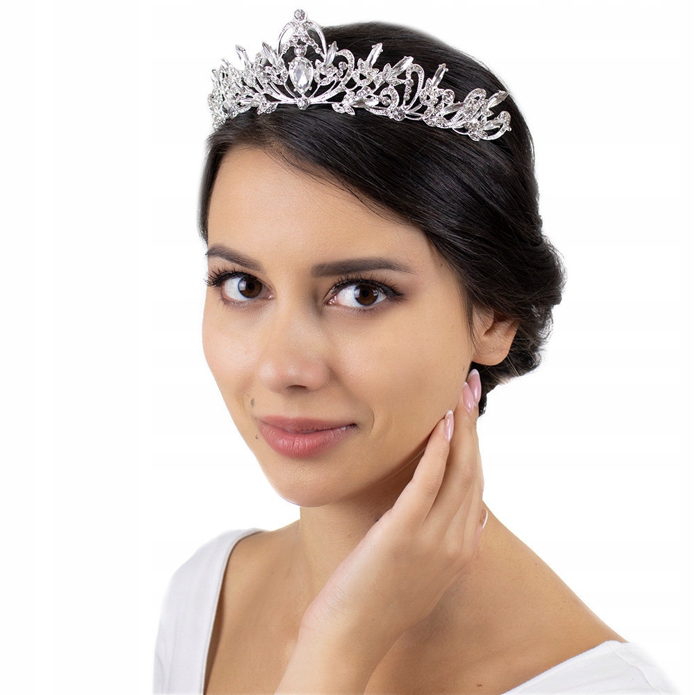 

Ozdoba do włosów Ślubna srebrna Diadem korona