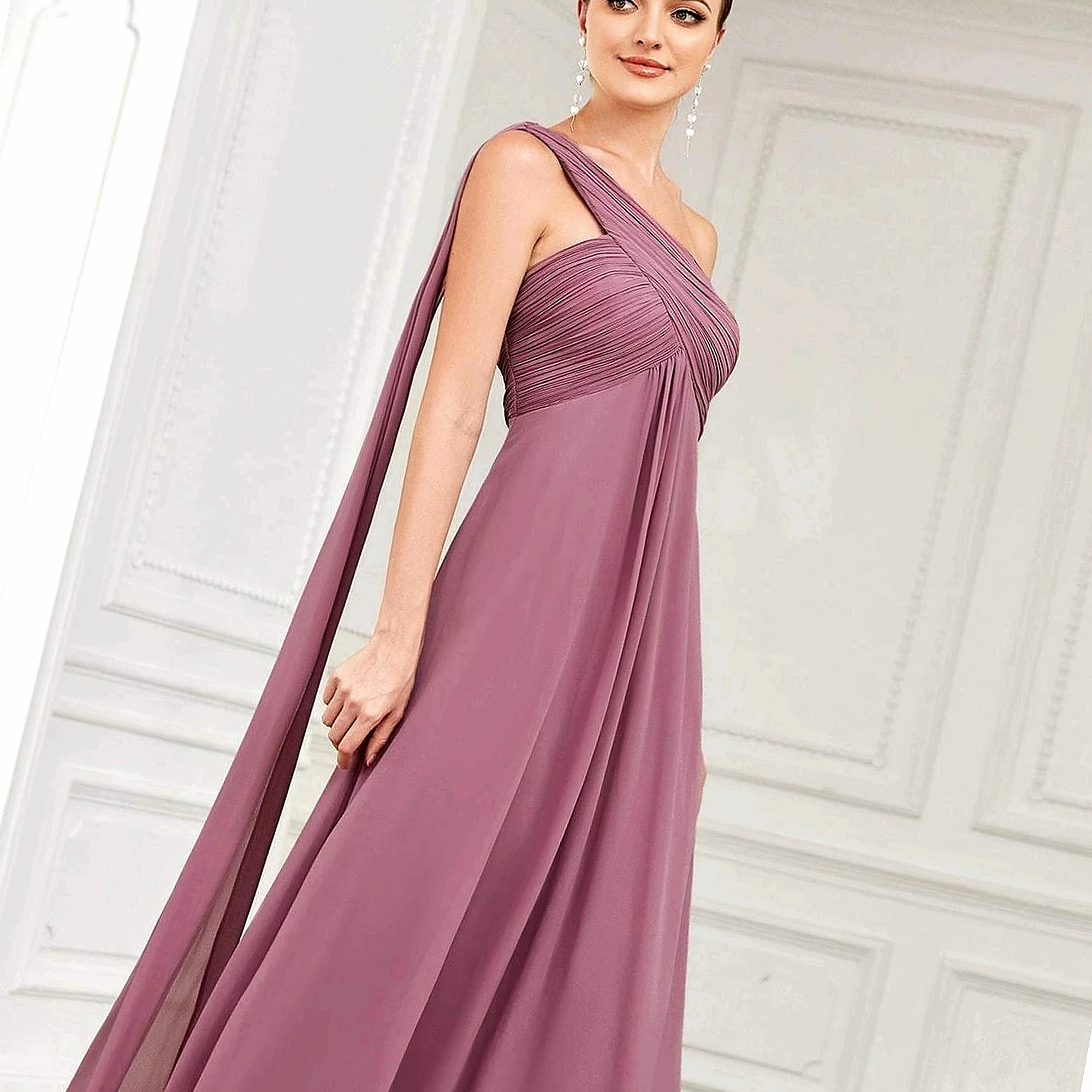 Šaty Drapovaný výstřih Dusty Pink 40