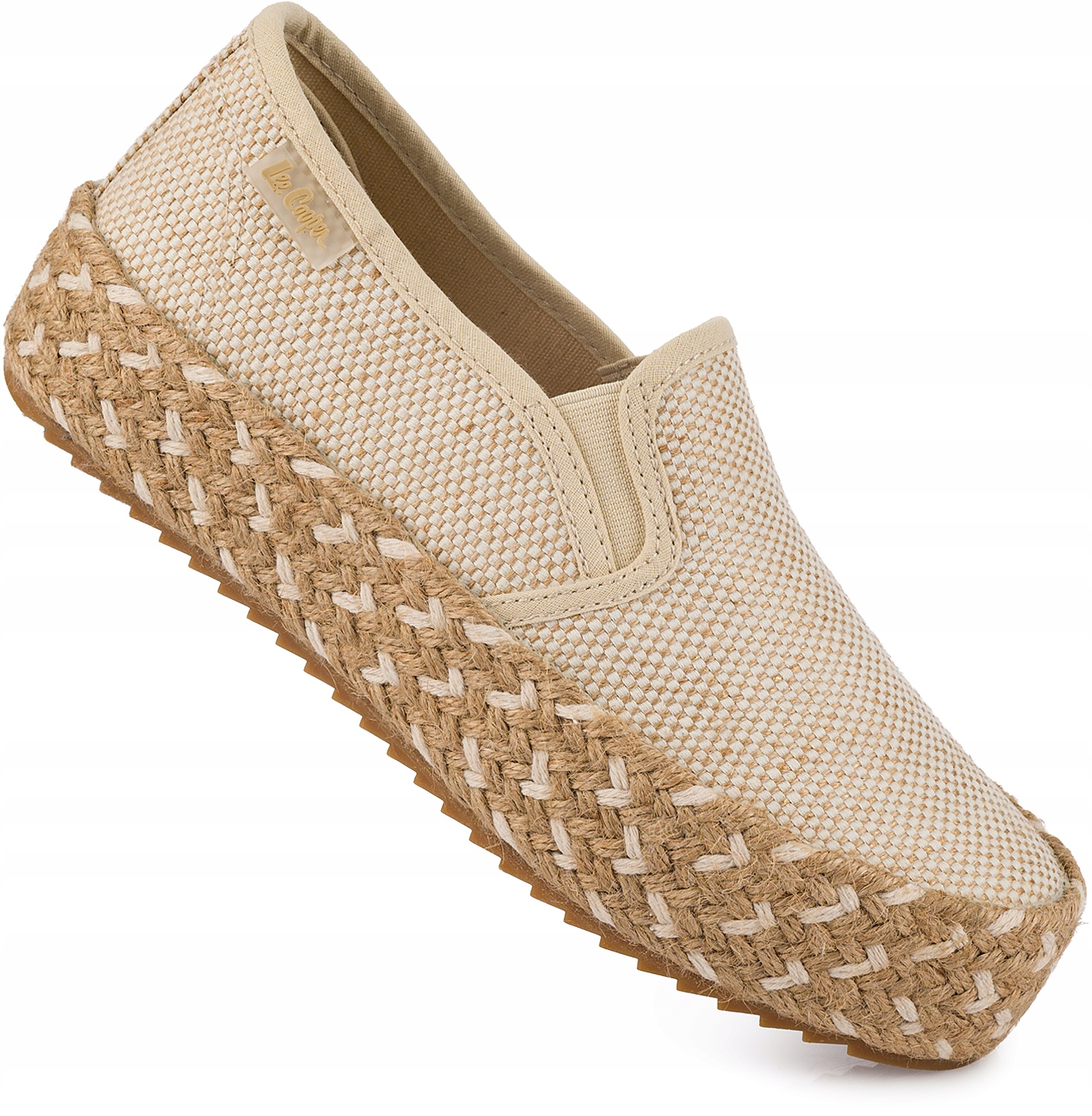 LEE COOPER DAMSKIE BUTY ESPADRYLE NA PLATFORMIE WSUWANE BEŻOWE
