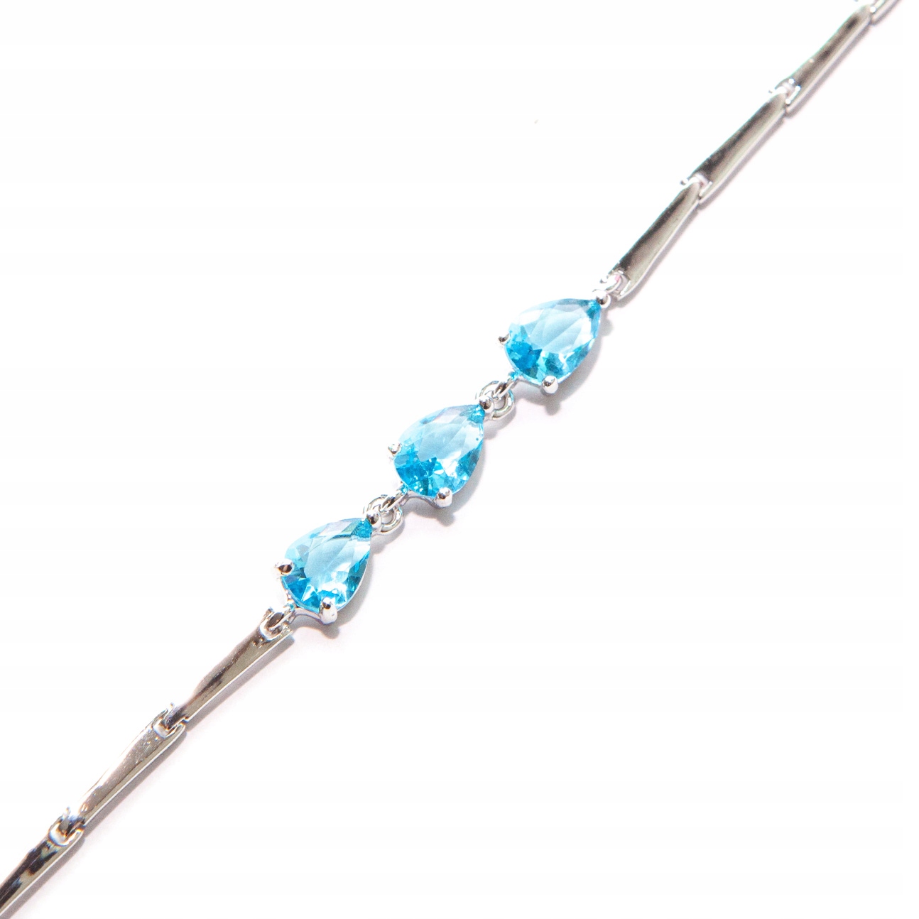 Stříbrný náramek se zirkony stříbro 925 slzy malé zirkony modré