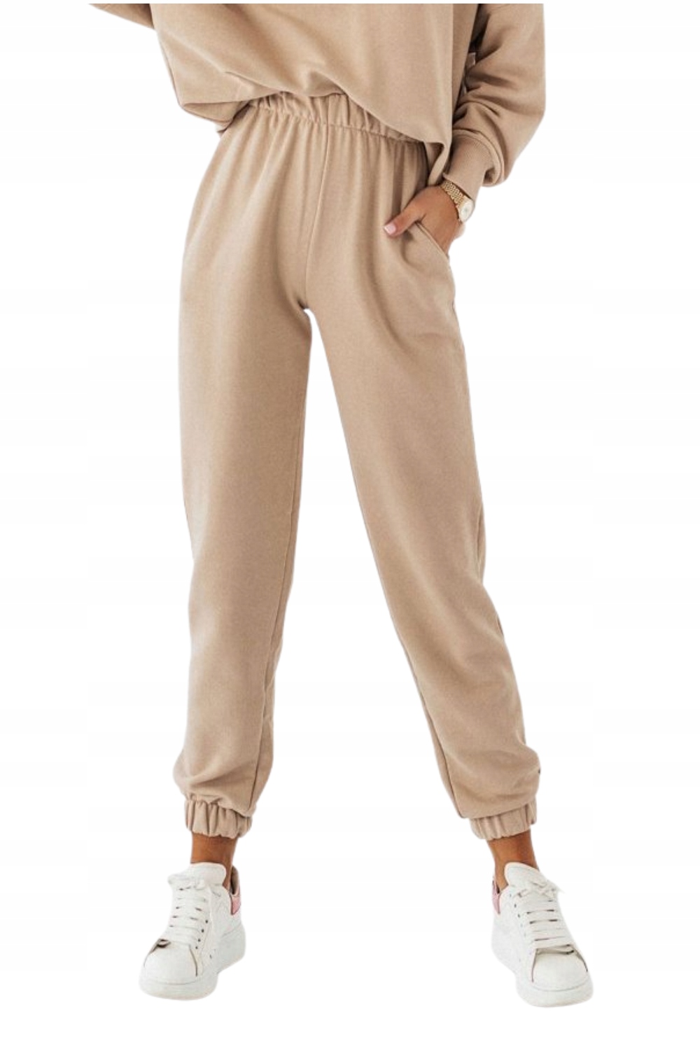 Měkké Bavlněné Joggery Meruňkové Béžové Xs/s