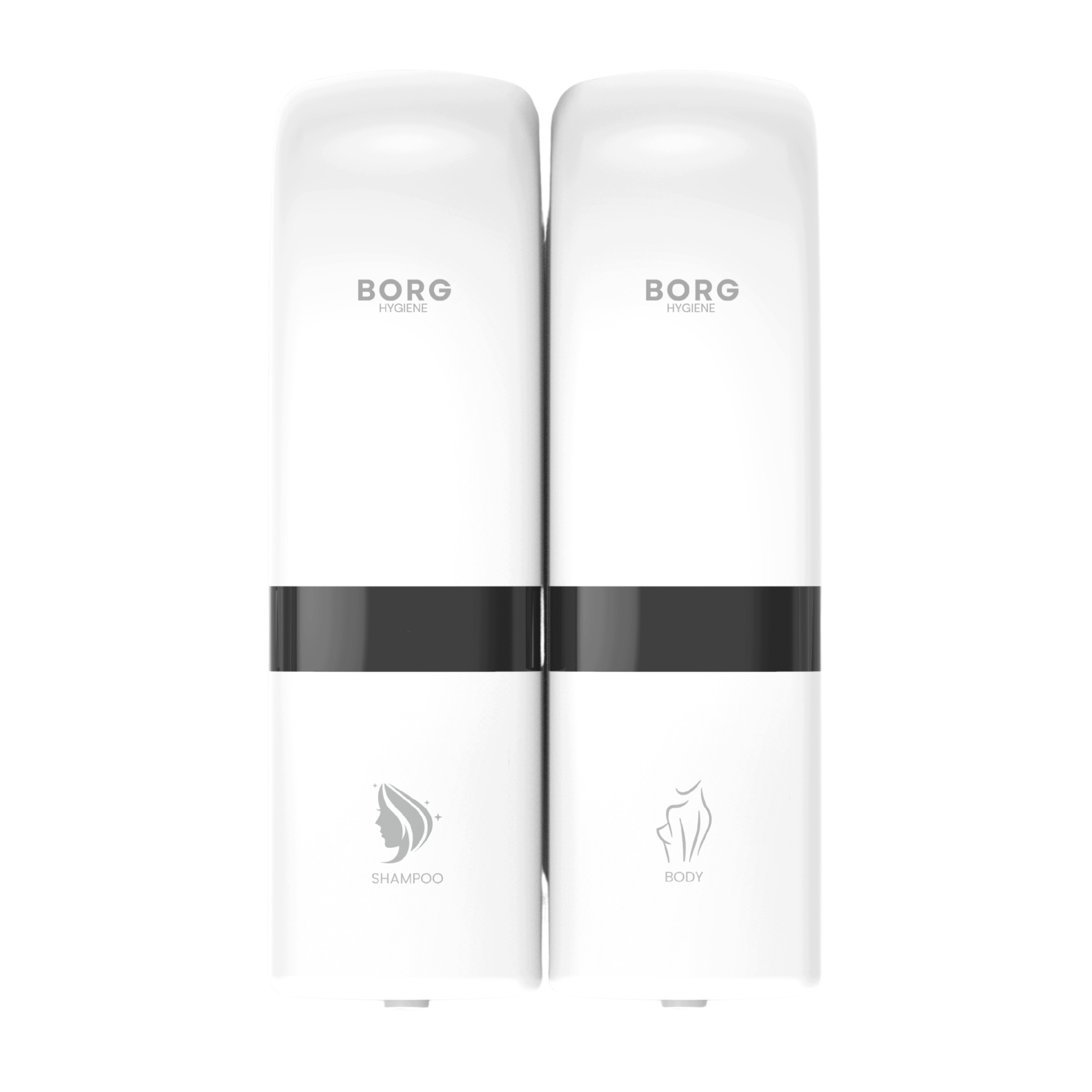Dávkovač Tekutého Mýdla Šampon 2x200 ml Dvojitý Bílý Borg Luna Nástěnný