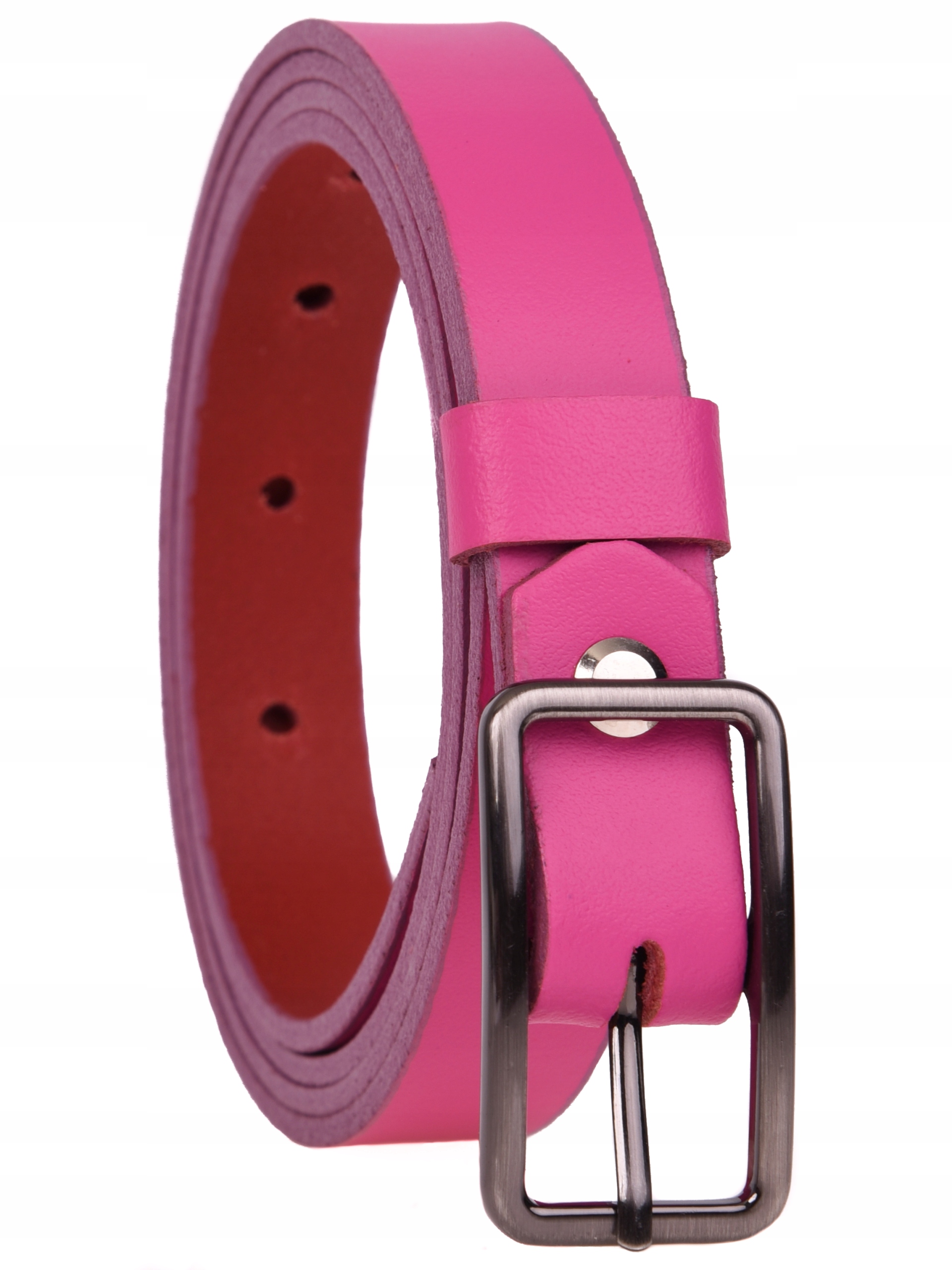 

Skórzany Pasek damski 2cm Fuksja