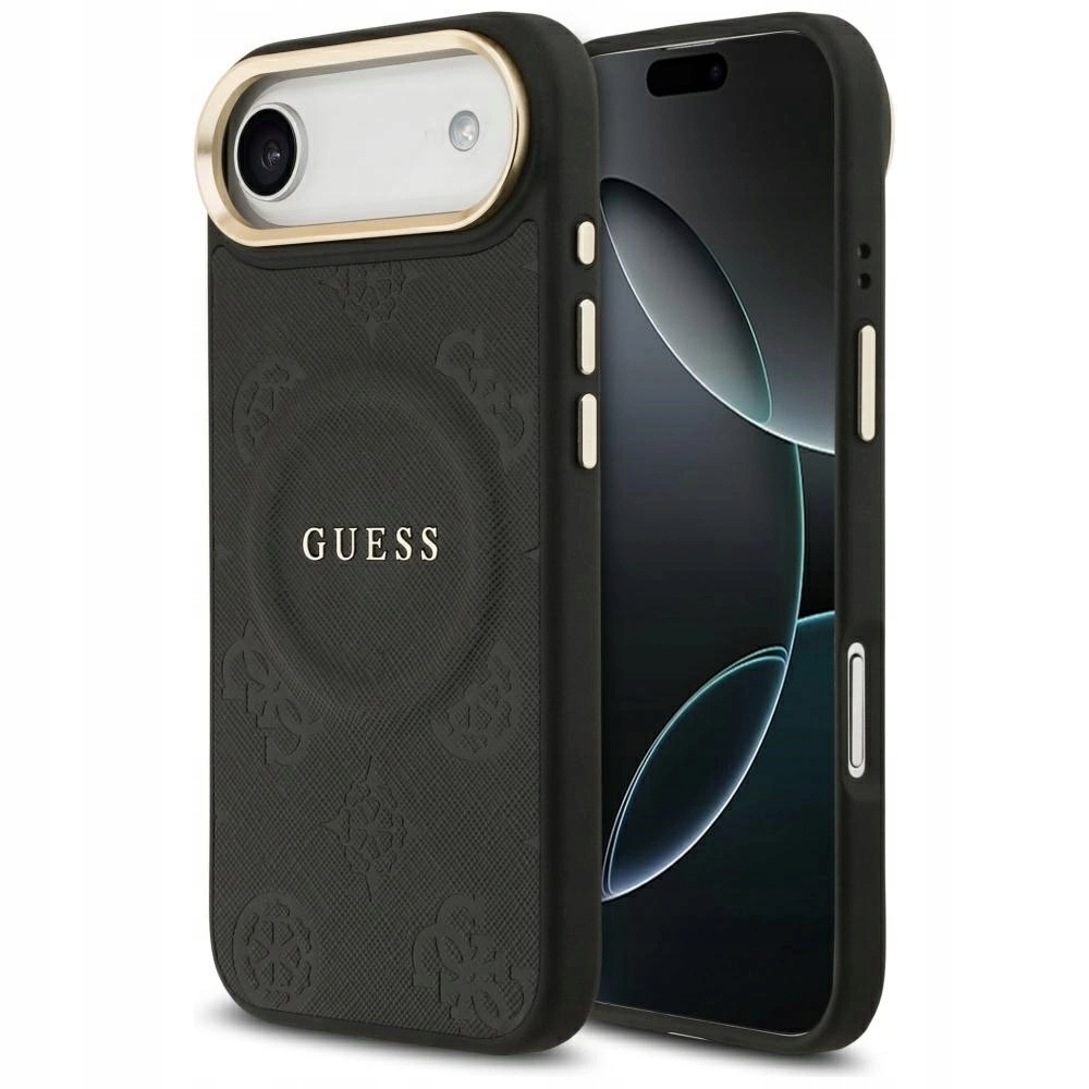 Pouzdro Guess Peony Hot Stamp MagSafe pro iPhone Air černé
