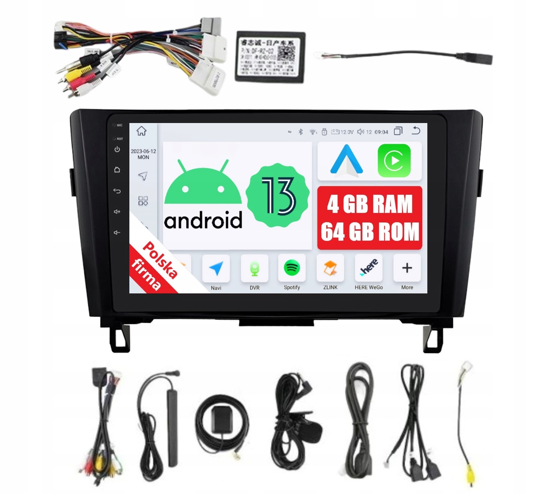 Rádio 2DIN Navigace Android Nissan Qashqai 2 II 4/64 Gb Dsp Carplay Lte