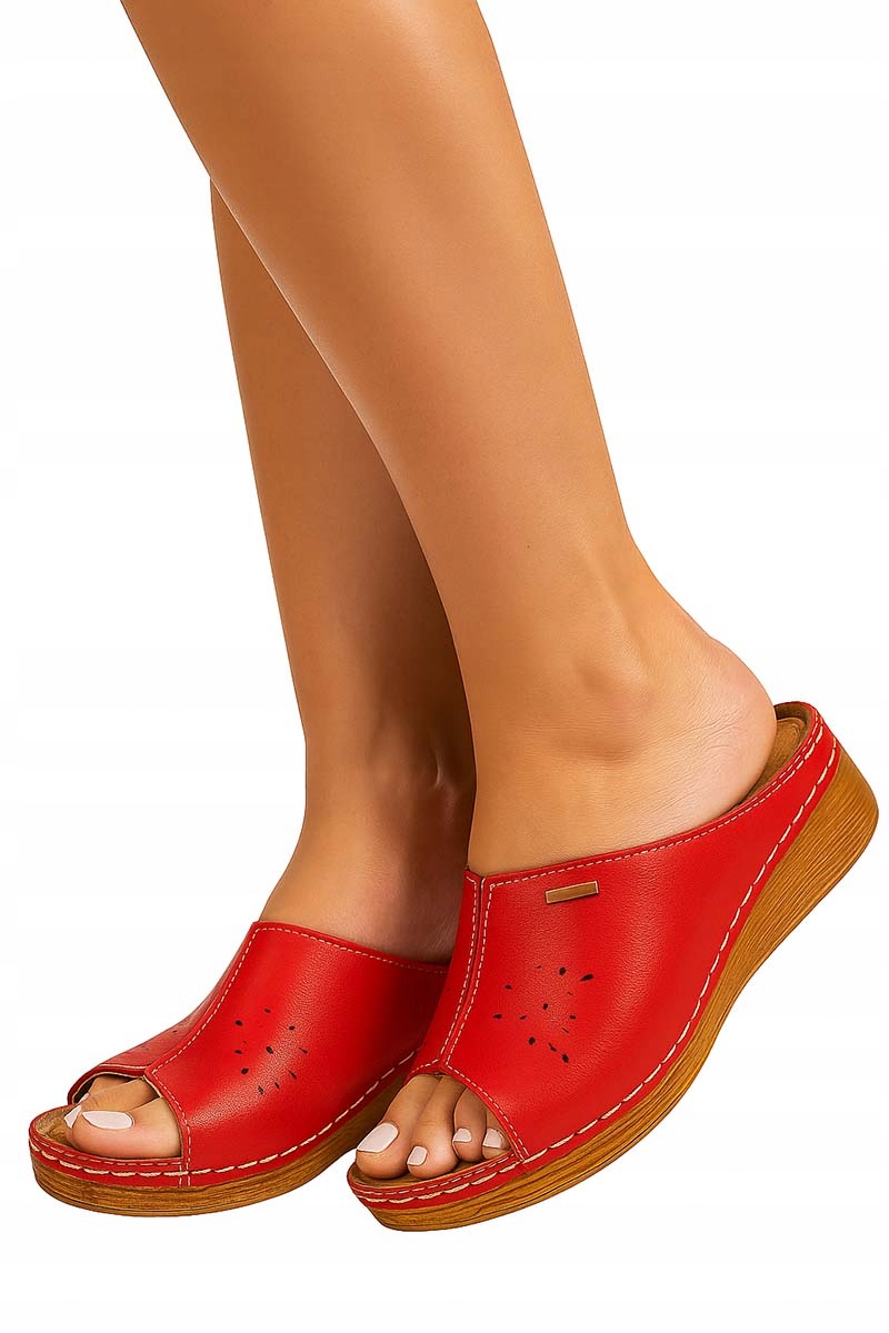 KLAPKI DAMSKIE BUTY PROFILOWANE SKÓRZANE P4 Kod producenta 228 reds