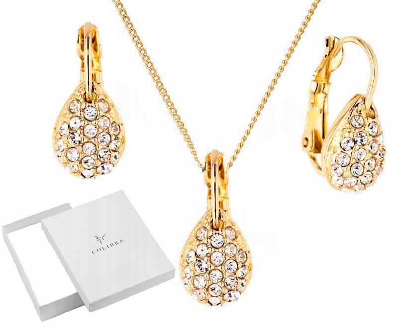 

Złoty Komplet Biżuterii Wisiorek Swarovski Colibra