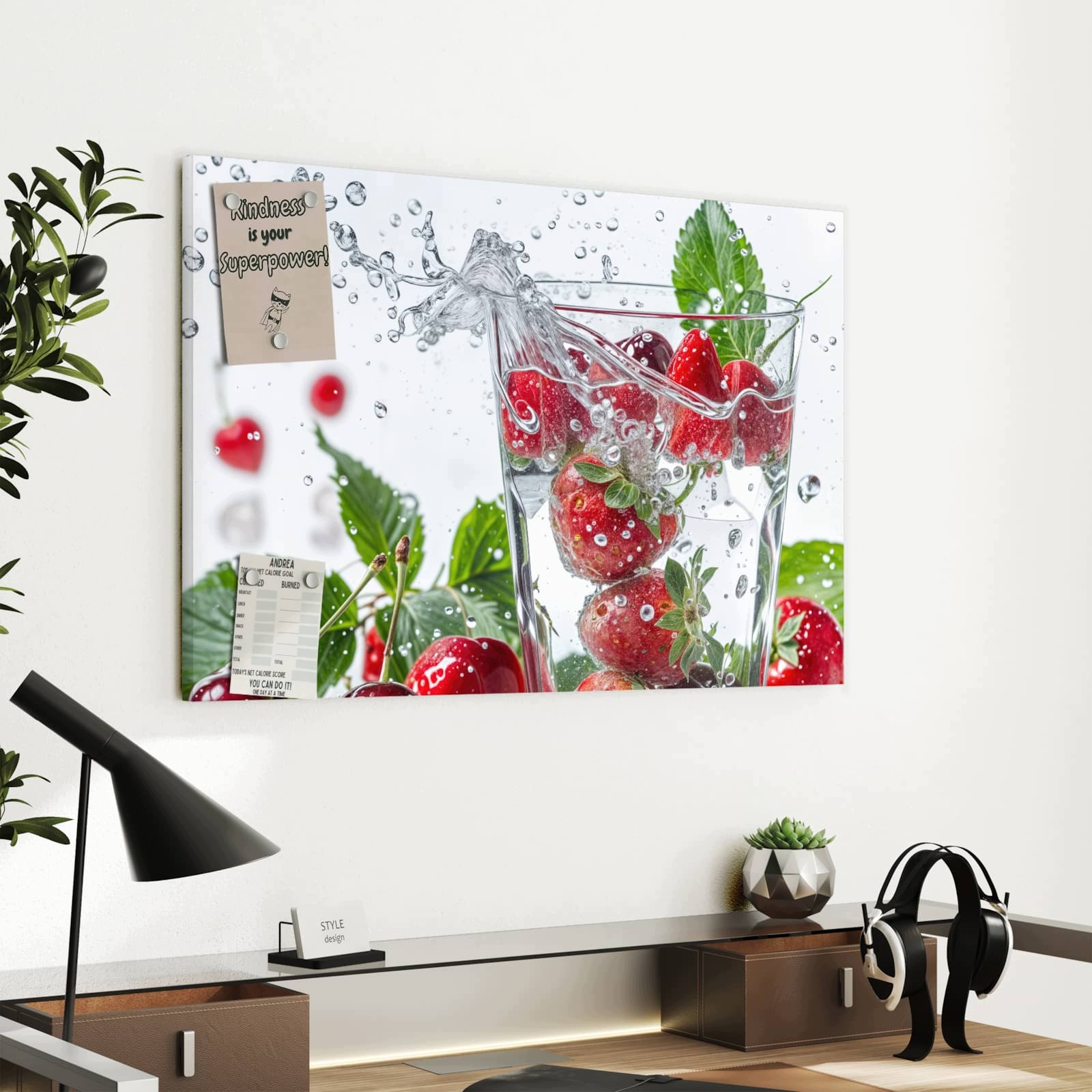Magnetická tabule Jahody Třešně 60 × 40 cm