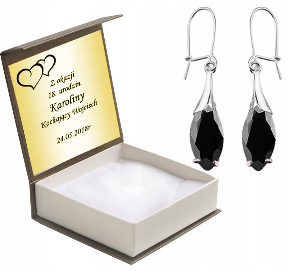 

Kolczyki Sopelki Z Czarnymi Cyrkoniami 925 +grawer