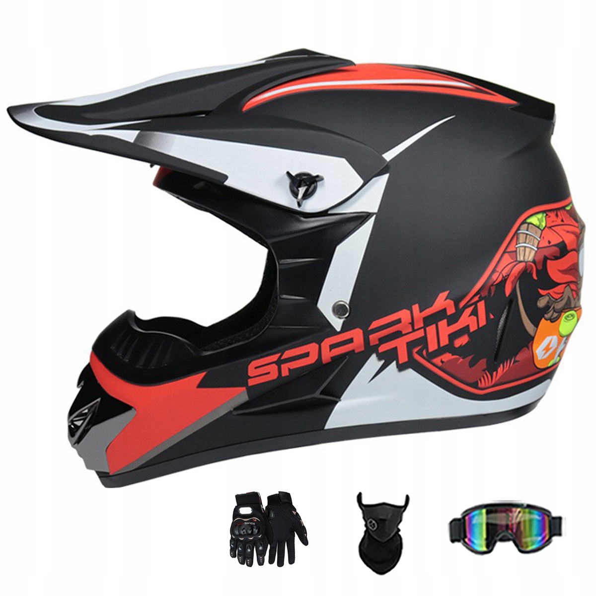 Motocyklová Přilba Crossová Lehká Enduro Quada Brýle Rukavice Maska L