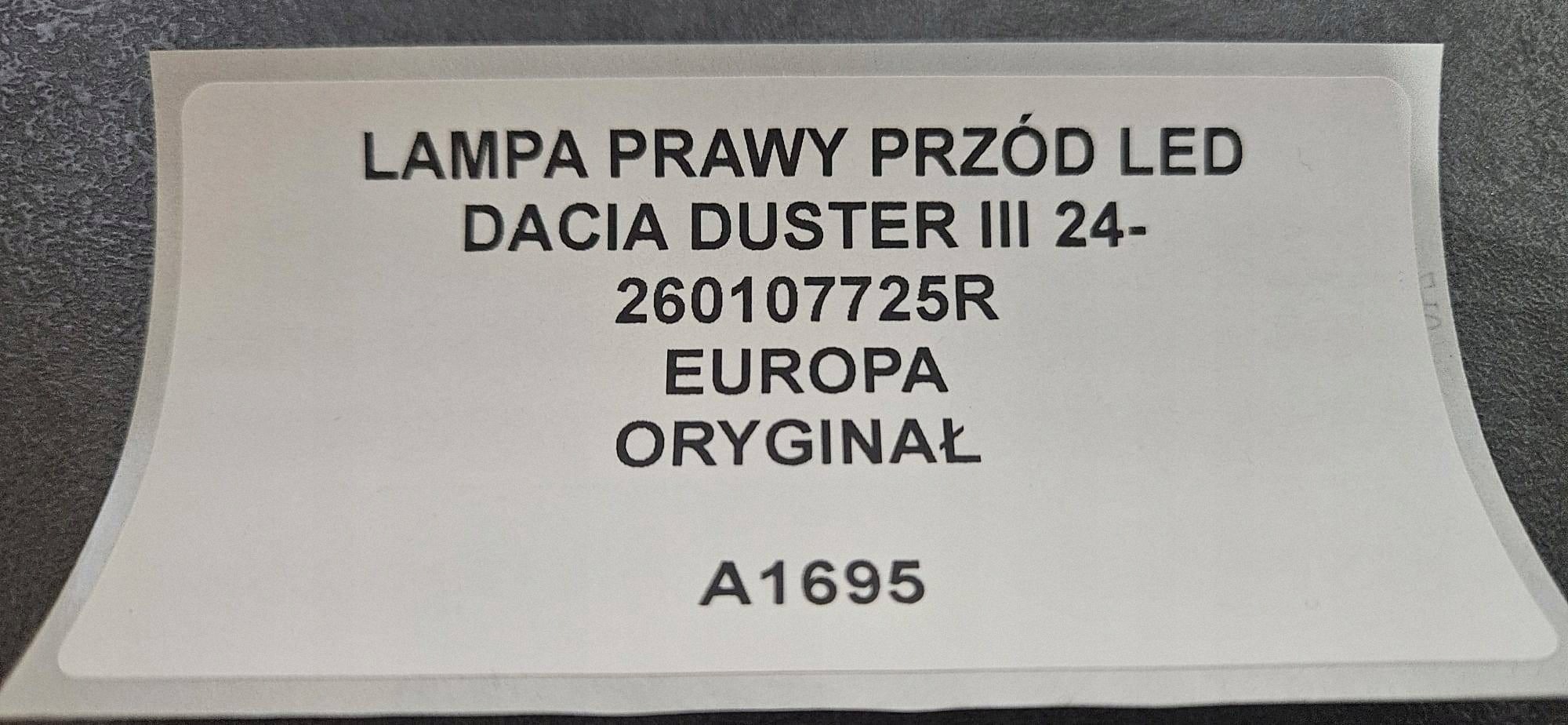 Reflektor rechts seite Dacia Duster III 260107725R