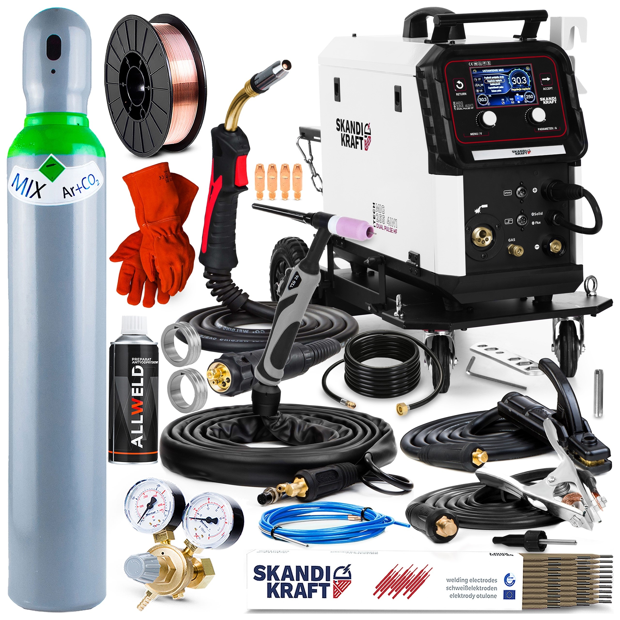 Svářečka invertorová Skandi Kraft Mig 255 4R Dual Puls Synergie Mma Tig Ac