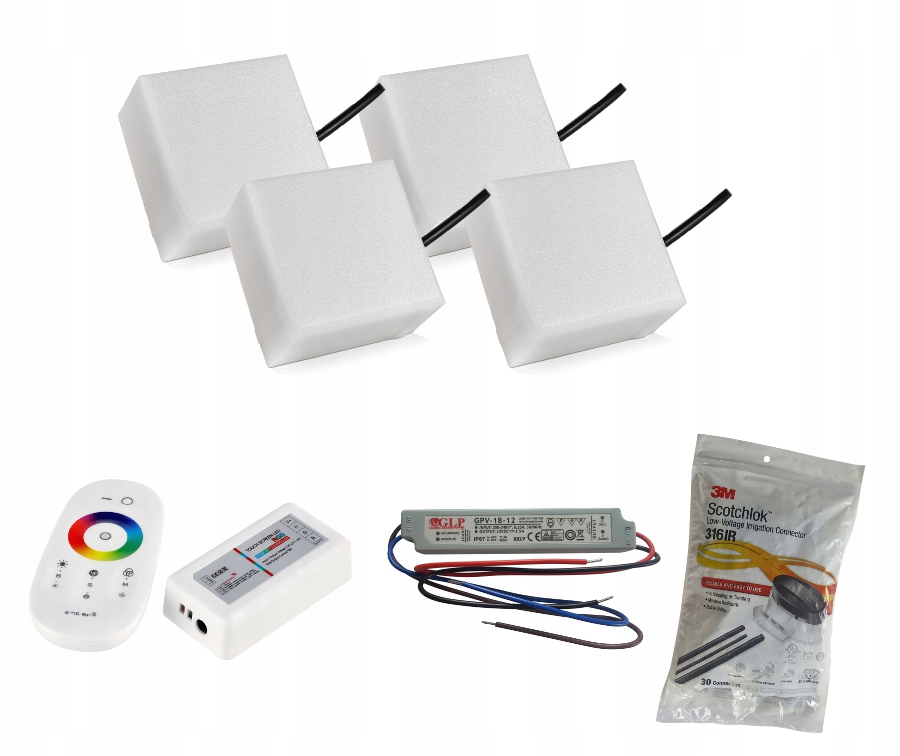 Zestaw 4 X Świecąca Kostka Brukowa Led Rgb 10x10