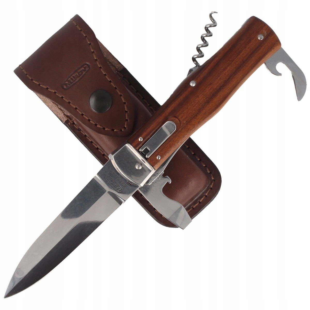 Mikov Predator dřevěný Nůž se 4 čepelemi a pružinovou rukojetí 241-ND-4
