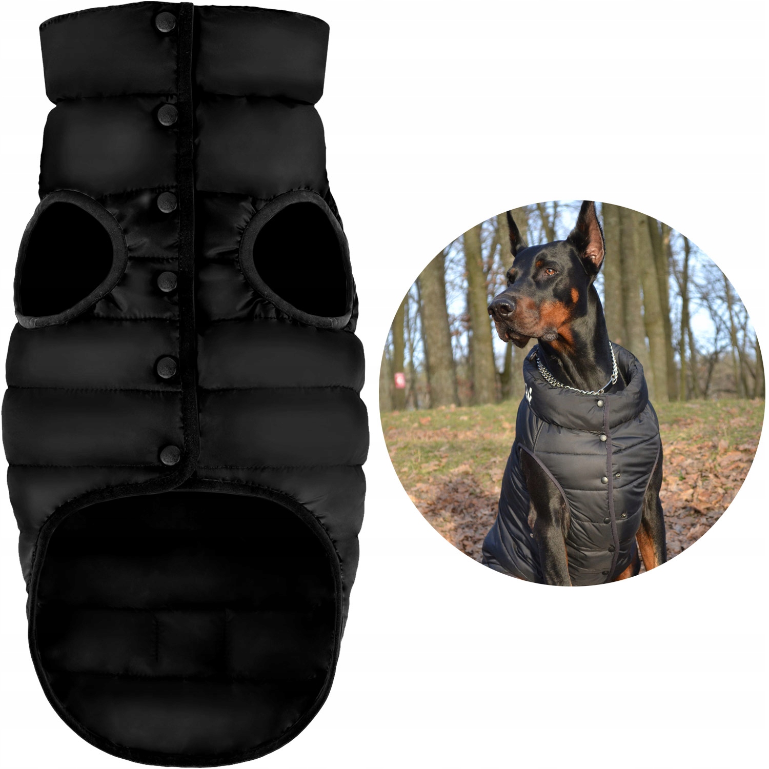 Bunda pro psa na knoflíky, ultralehká, zimní, černá, velikost XL (L65)
