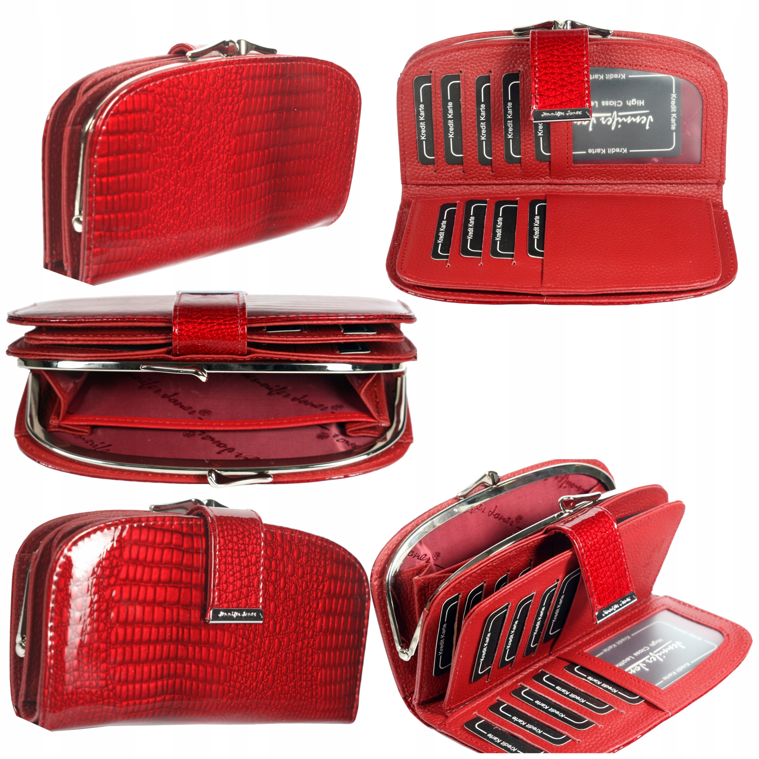 Dámská kožená peněženka lakovaná červená lakovaná velká Rfid ochrana