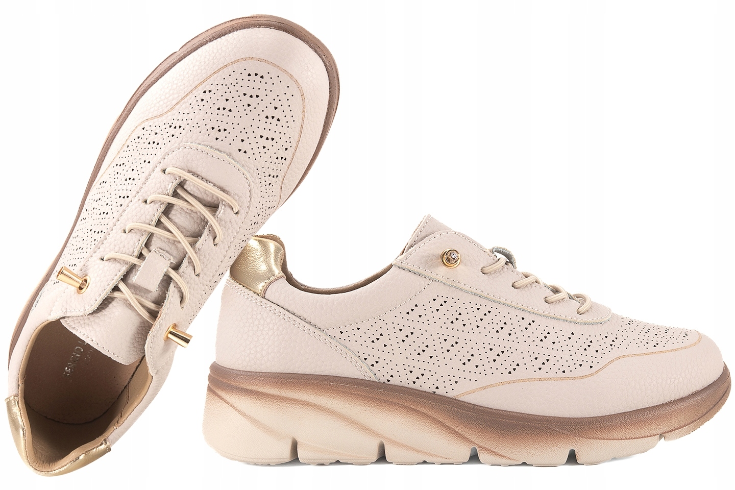 Sergio Leone SP-002 Dámské Sportovní Polobotky, Kožené Tenisky, béžové 37