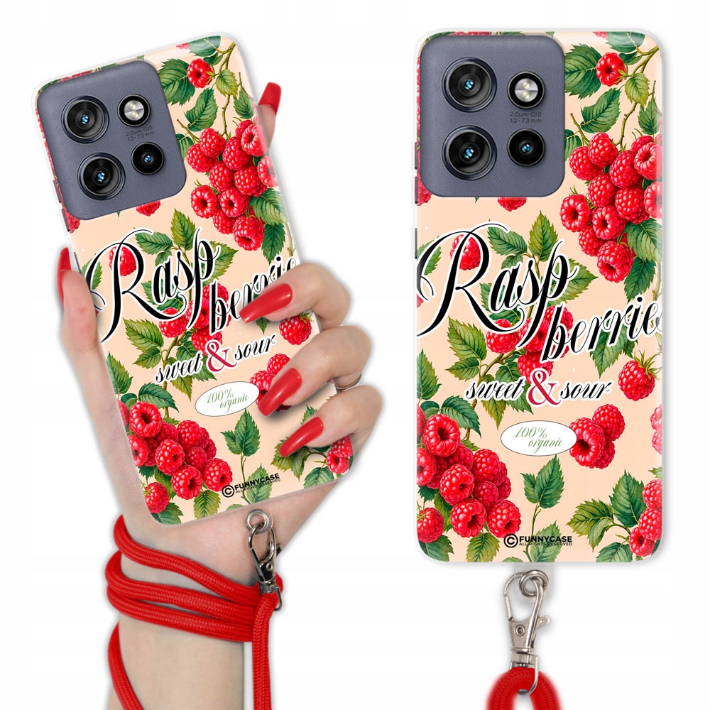 Puzdro Na Motorola Edge 50 Neo Case Ovocie Na Leto Červená Šnúrka Na Šnúrku