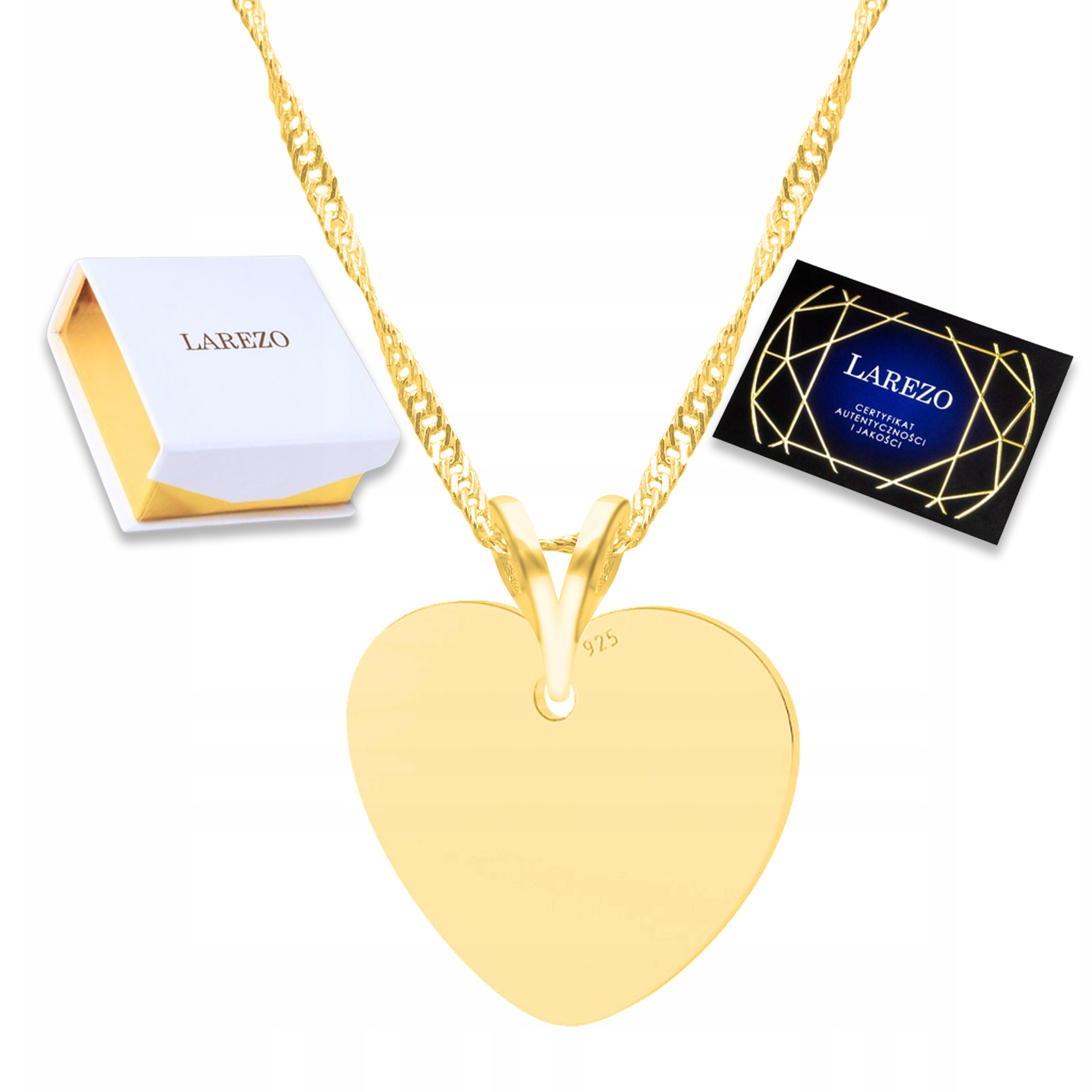 Zlatý náhrdelník Plech Srdíčko Láska Přítel Přívěsek 925