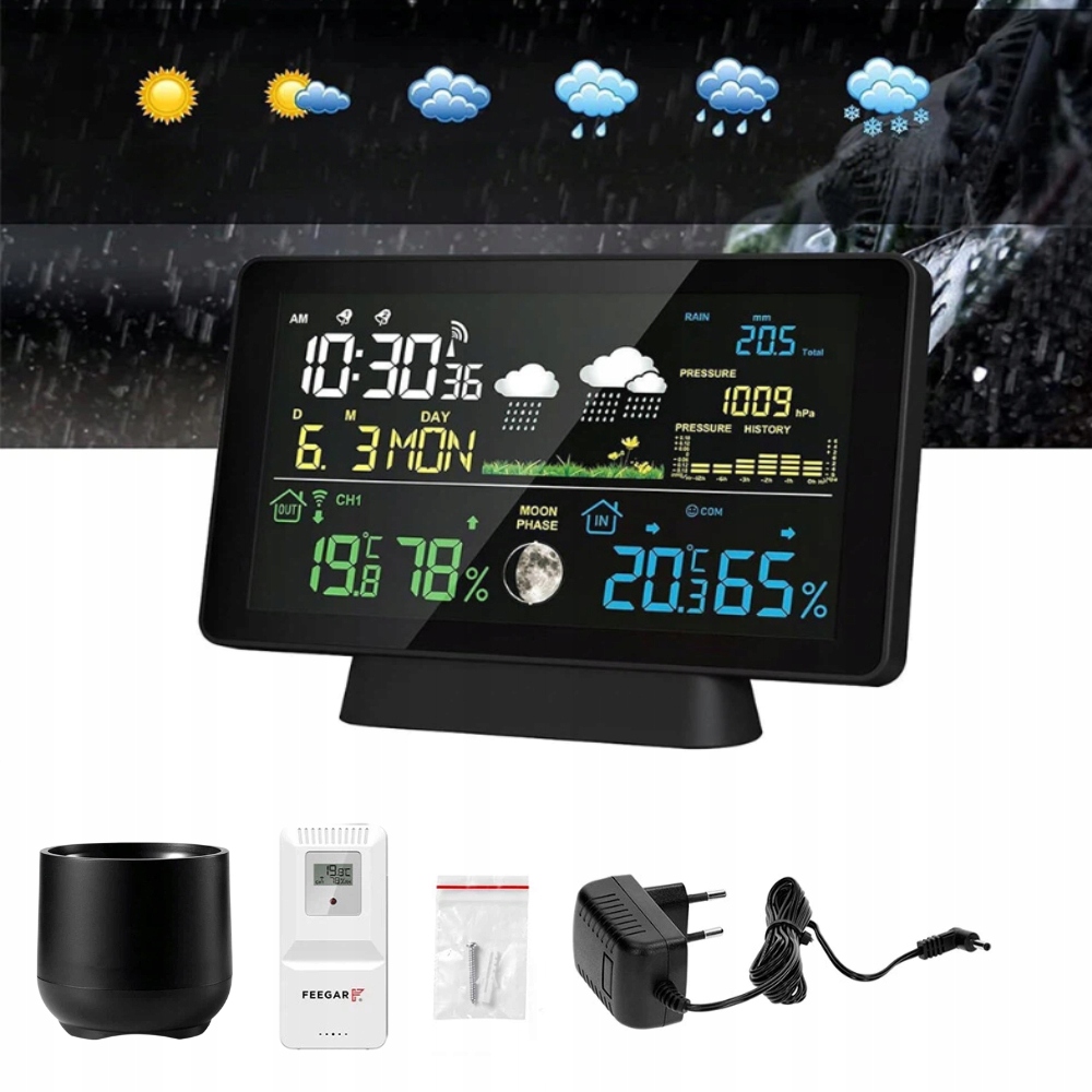 Bezdrátová meteorologická stanice 7,5" Barometr Dešťoměr