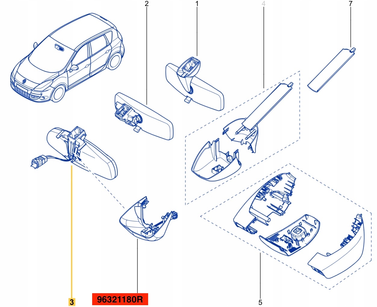 Lusterko wewnetrzne Scenic III Grand 963211180R Version European