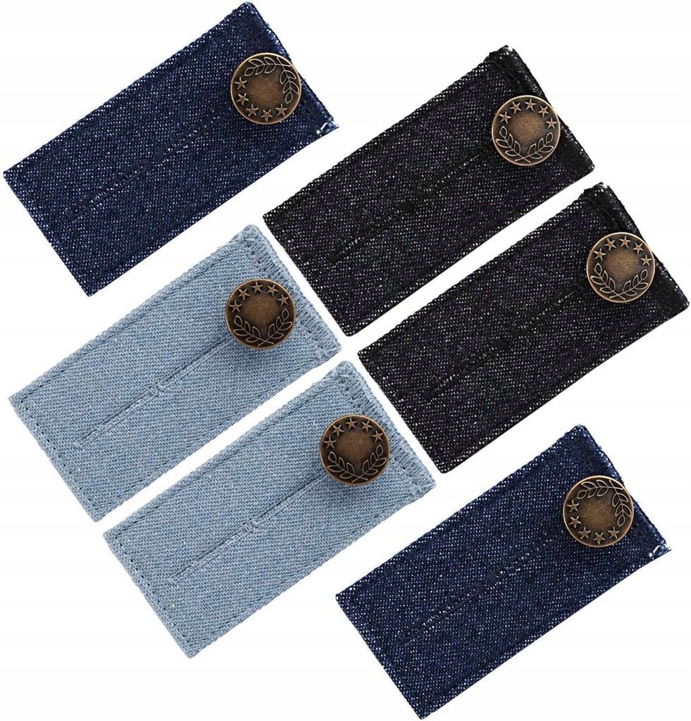 ZESTAW 6 PRZEDŁUŻEŃ GUZIKA PRZEDŁUŻKA DO SPODNI JEANSOWYCH 3 KOLORY