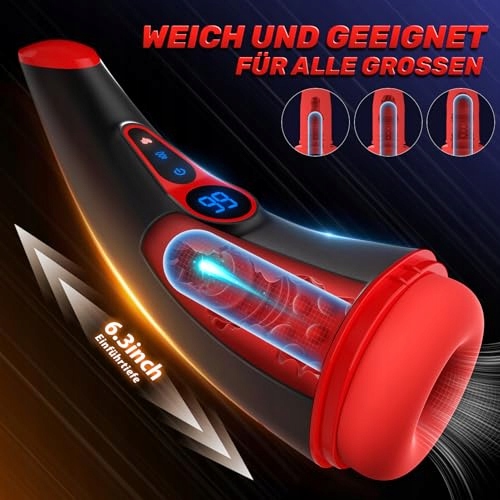 APP MASTURBATOR Dla Mężczyzn 9 Trybów Ssania i Wibracji LCD Wyświetlacz — miniatura 6