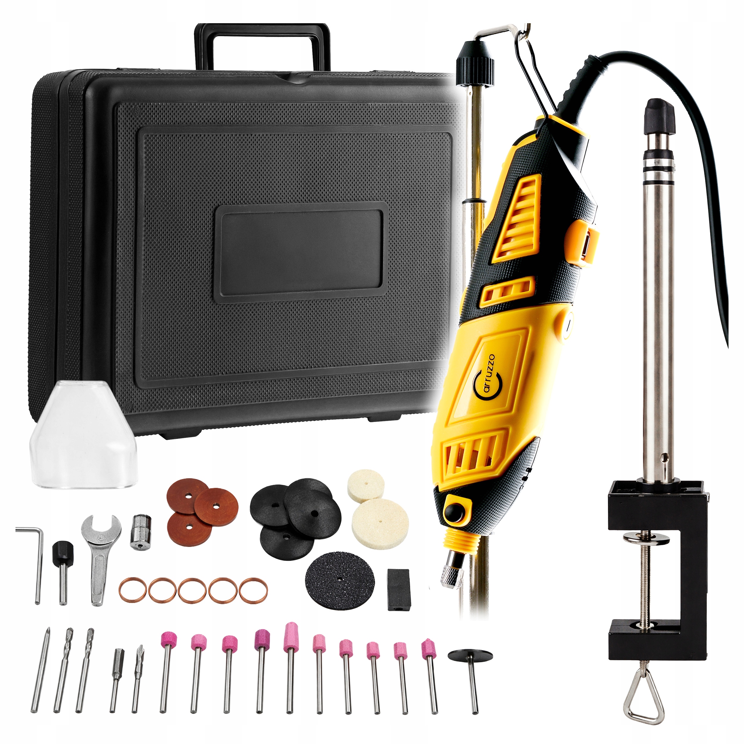 Mini Szlifierka Frezarka 185 W Zestaw XXL 99 Akcesoriów Walizka Uchwyt