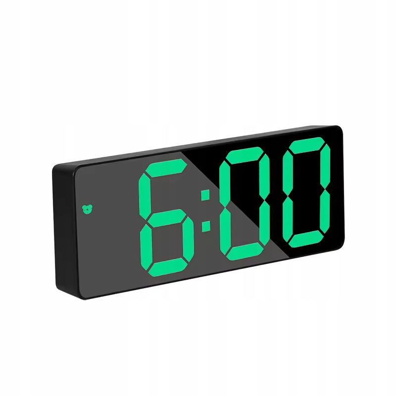 ZEGAR CYFROWY ELEKTRONICZNY BUDZIK LED TERMOMETR ZIELONY WĄSKI BEZGŁOŚNY