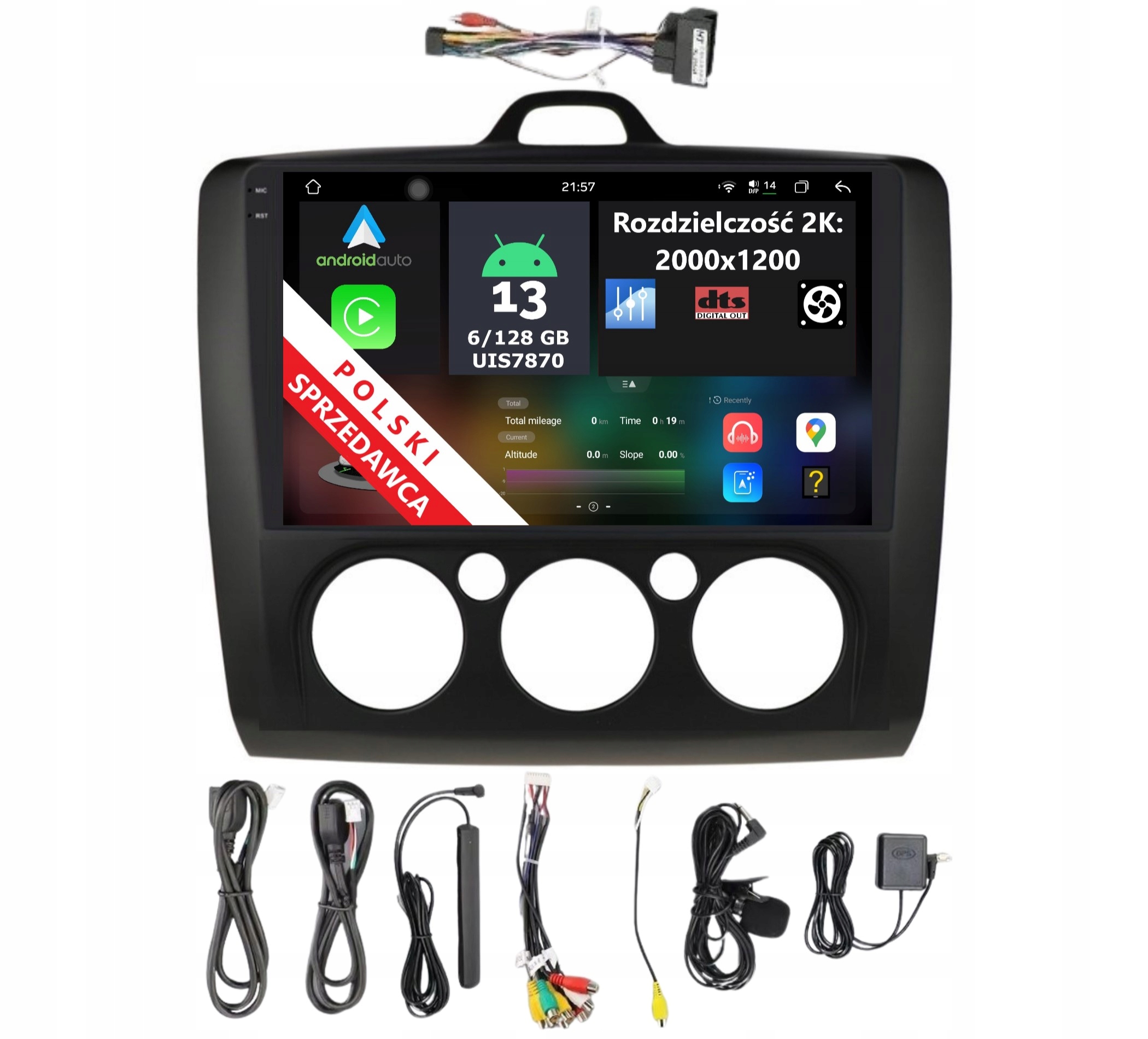 Navigácia Rádio 2DIN Android Ford Focus MK2 6/128 Gb Carplay Dsp Dts Lte