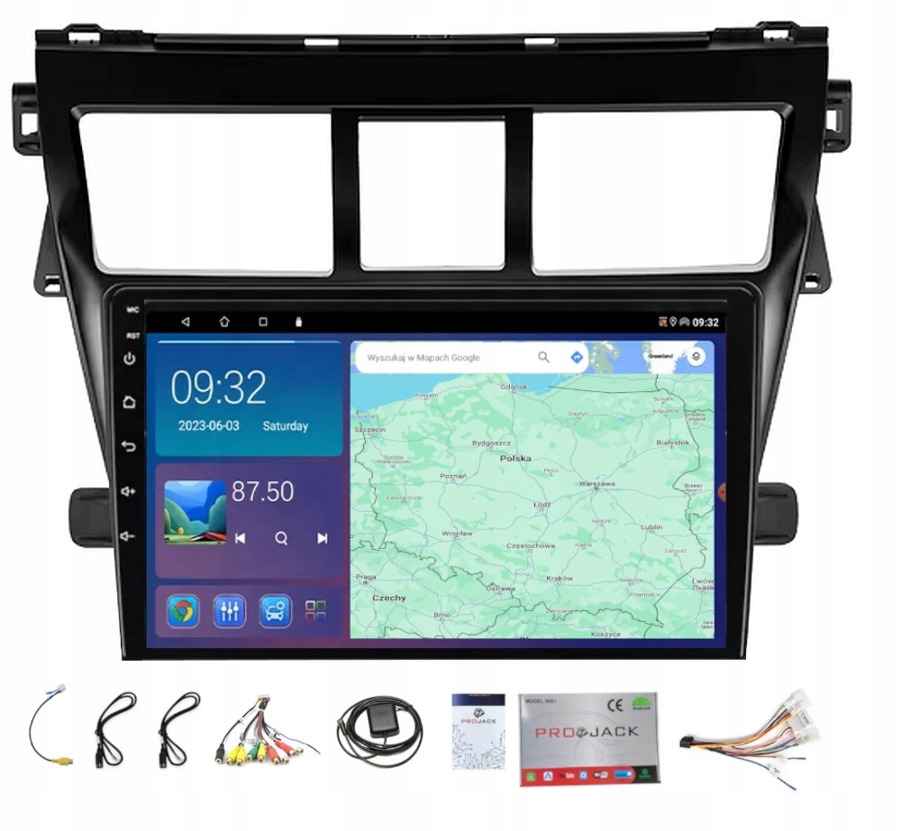 Rádio Gps Android Navigácia Bt Toyota Yaris 2005-2012 Carplay 4GB 64GB