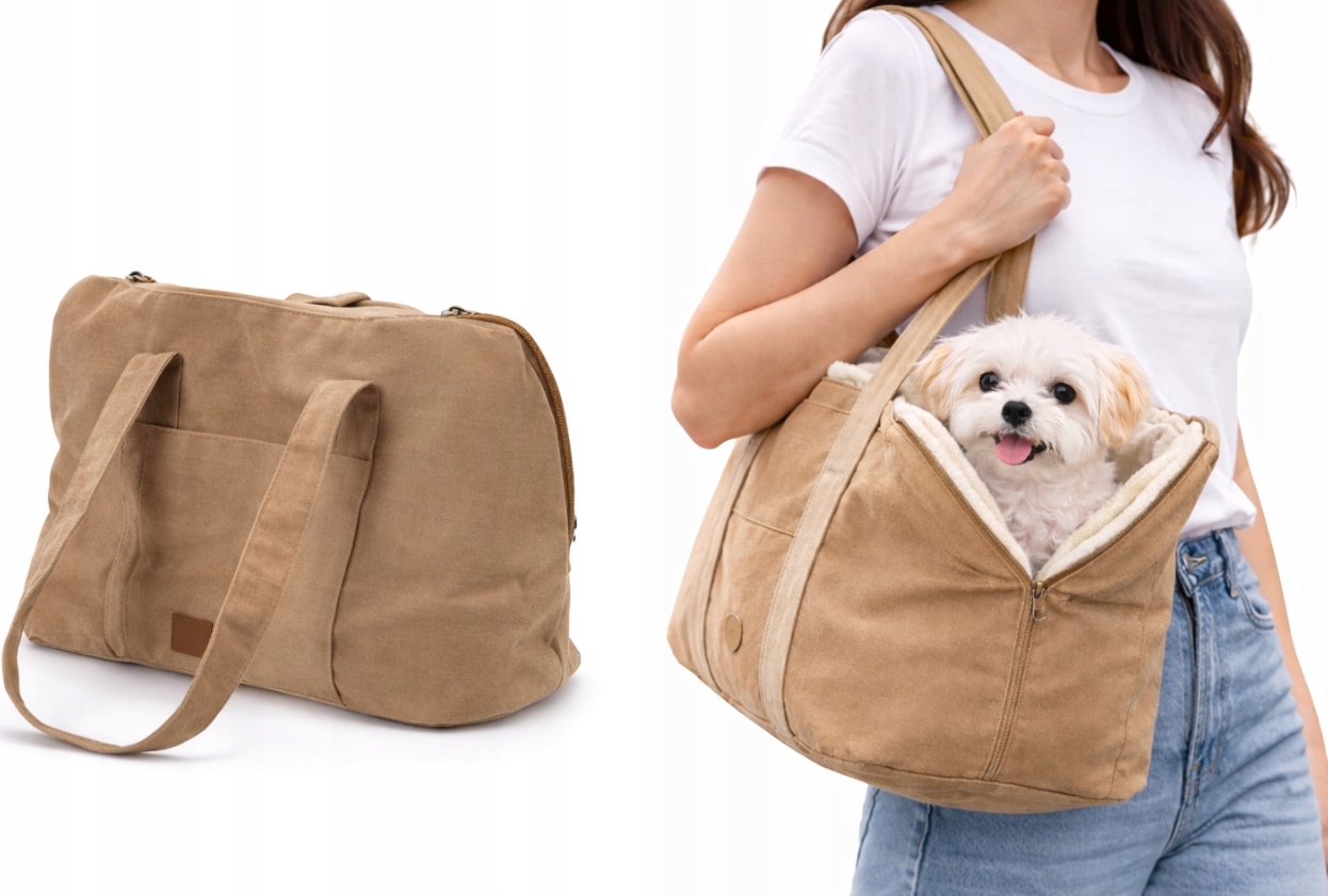 Levně Taška přepravka pro psa přes rameno, pohodlná pro malého psa, béžová