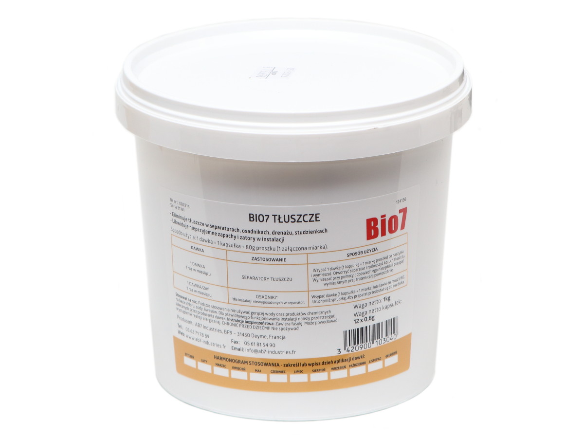 

Preparat do separatorów Bio7 Tłuszcze 1kg 1000g