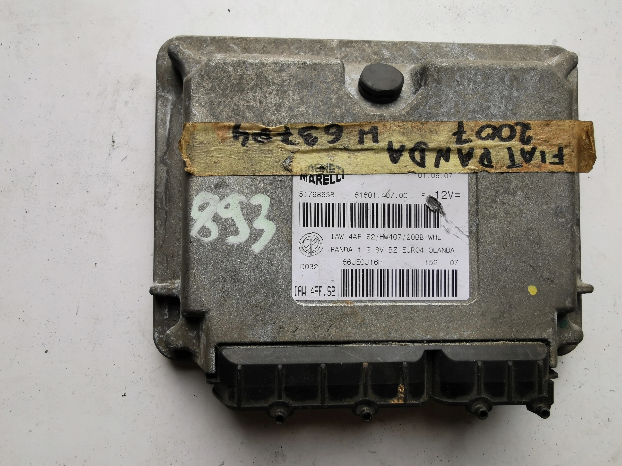 FIAT PANDA 1.2B 51798638 61601.407.00 Computer ECU