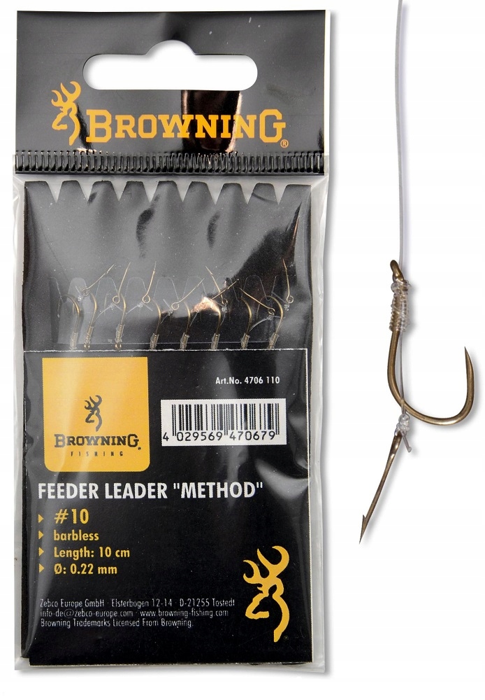 

Przypony Method z Igłą 0,22mm Nr.10 Browning 8szt