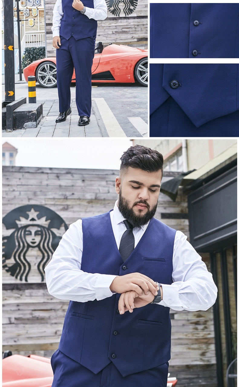 2023 Plus Size Suit Vest Men Solid Color Single Br Linia regular