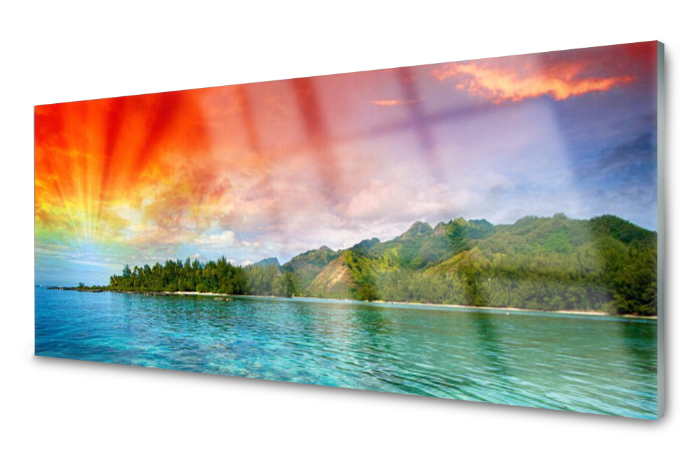 

Panel szklany do kuchni Morze Las Niebo 125x50