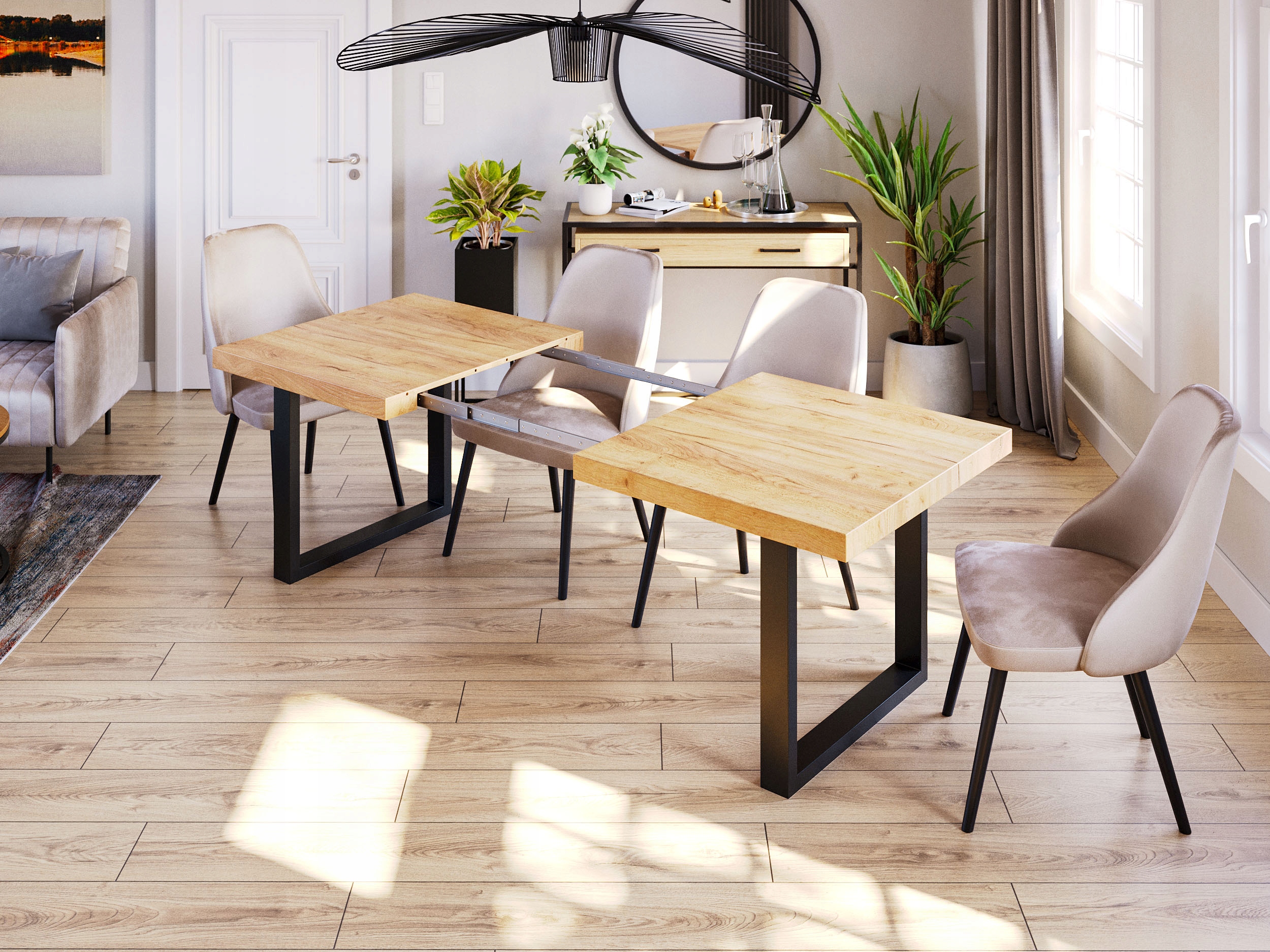 Stół rozkładany loftowy 180/280 METAL Głębokość mebla 90 cm