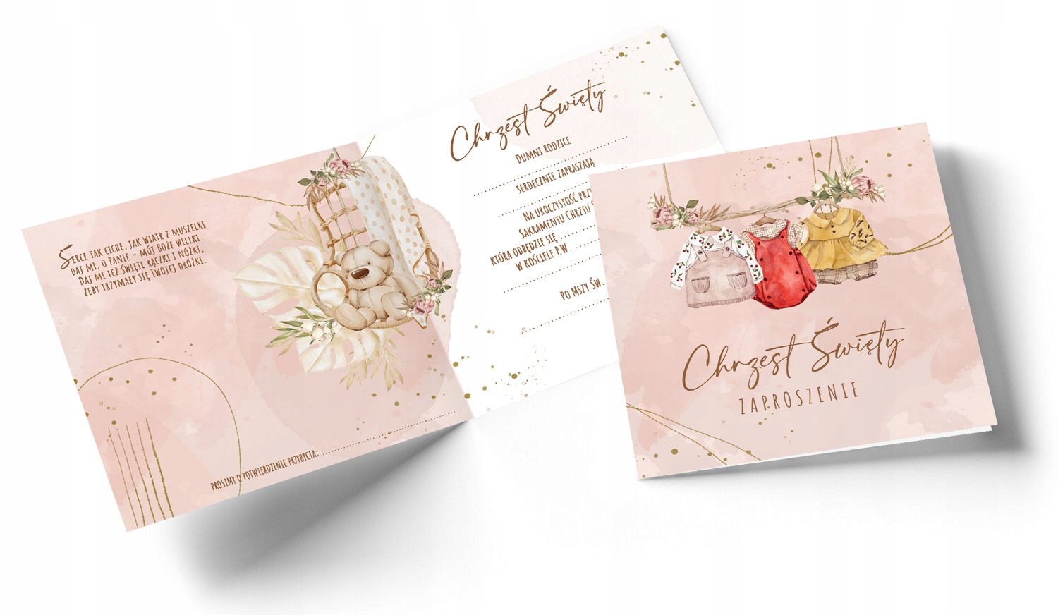 Zaproszenie Chrzest Święty BOHO Rustykalne koperta Rodzaj chrzest