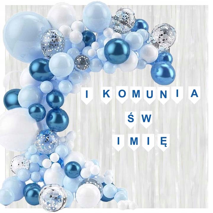 

Ścianka Girlanda Balonowa napis I Komunia Św+ imię