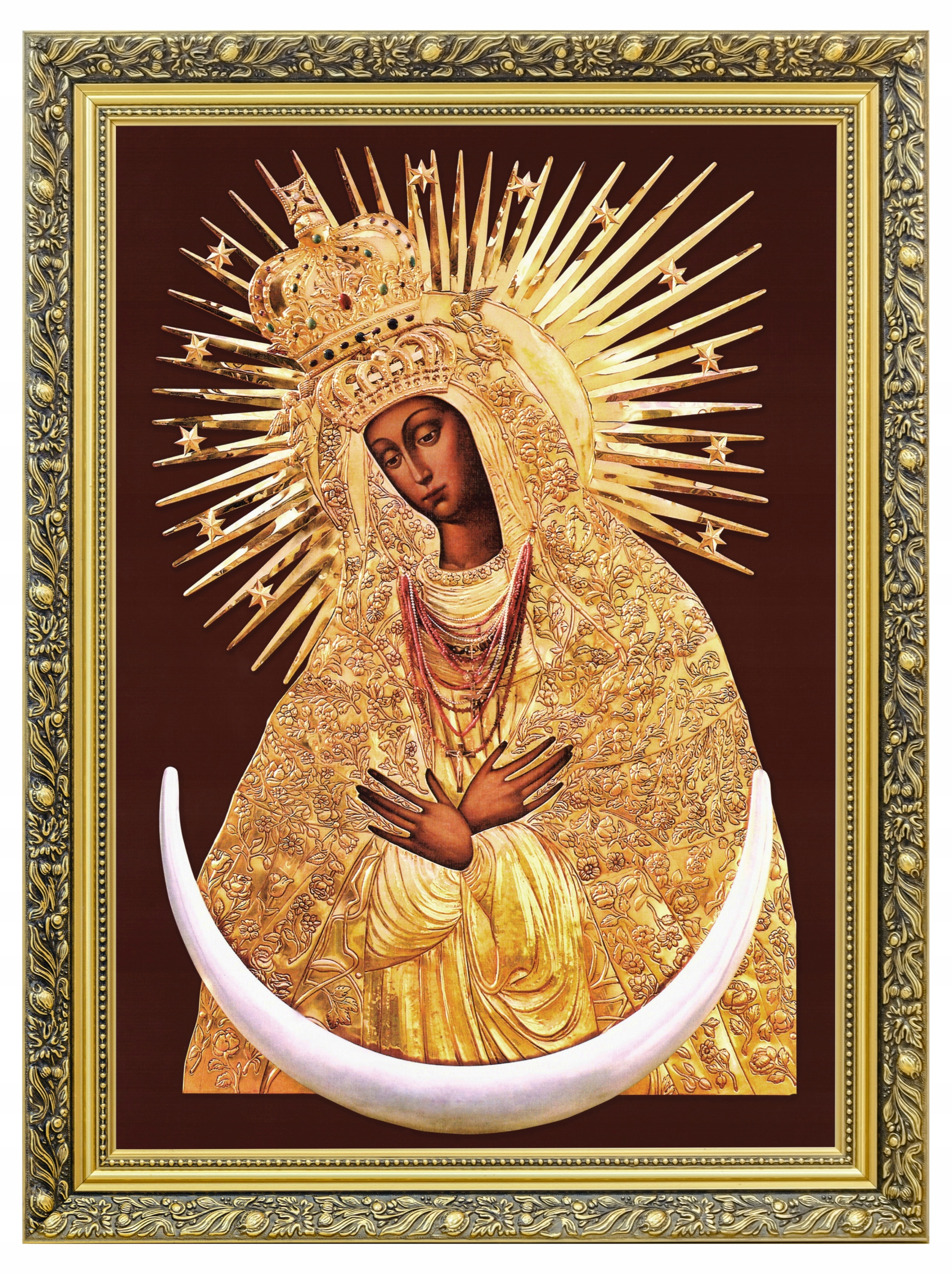 Matka Božská Ostrobramska Sakrálny Obraz Na Plátne Rám Zdobený 60x80