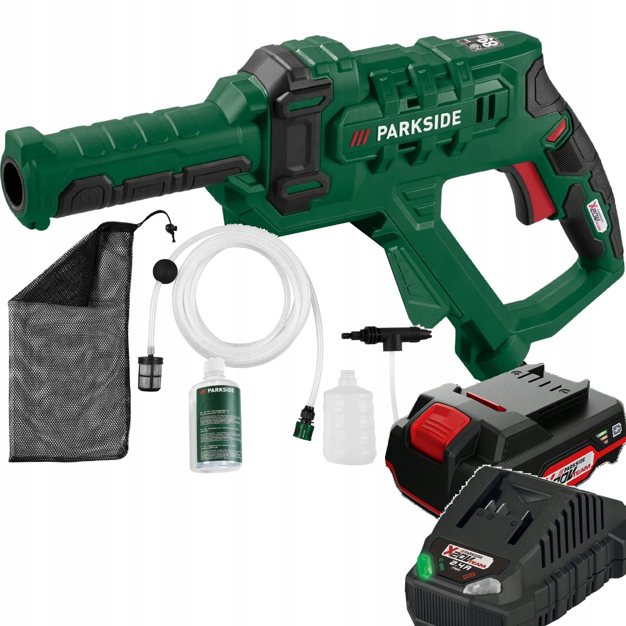 Tlaková myčka Parkside akumulátor 2Ah myčka Pdra 20V příslušenství Set
