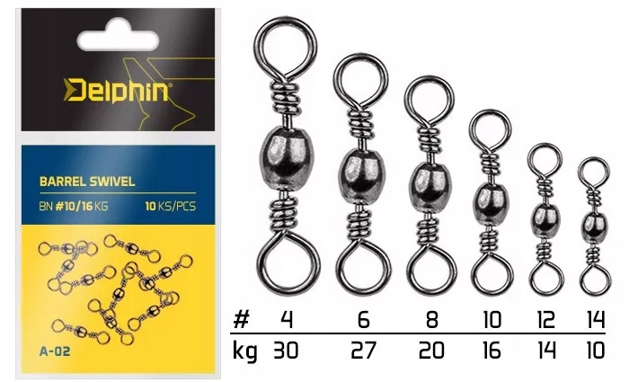 Krętliki Delphin Barrel Swivel A-02 roz. 10 10 szt