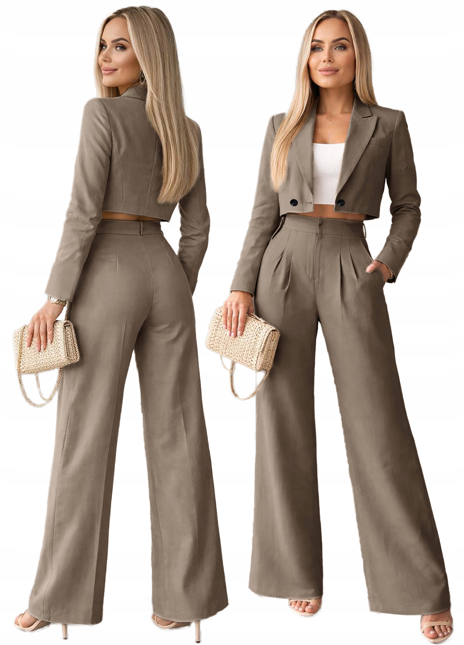 Elegantní Garnitur Komplet dámské krátké sako široké kalhoty M Kris