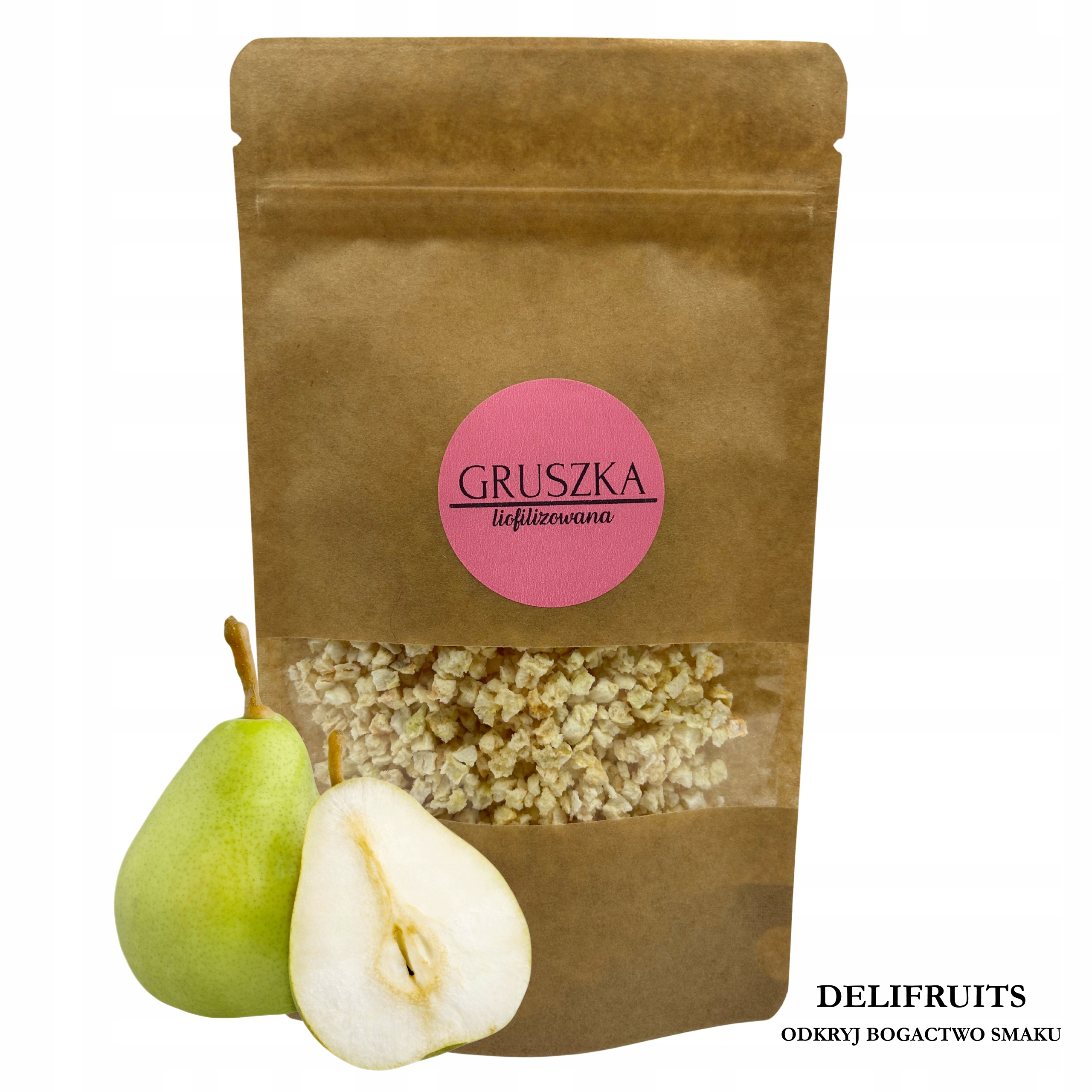Levně Lyofilizovaná Hruška 500 G Delifruits Drcené Křupavé Zdravé Ovoce