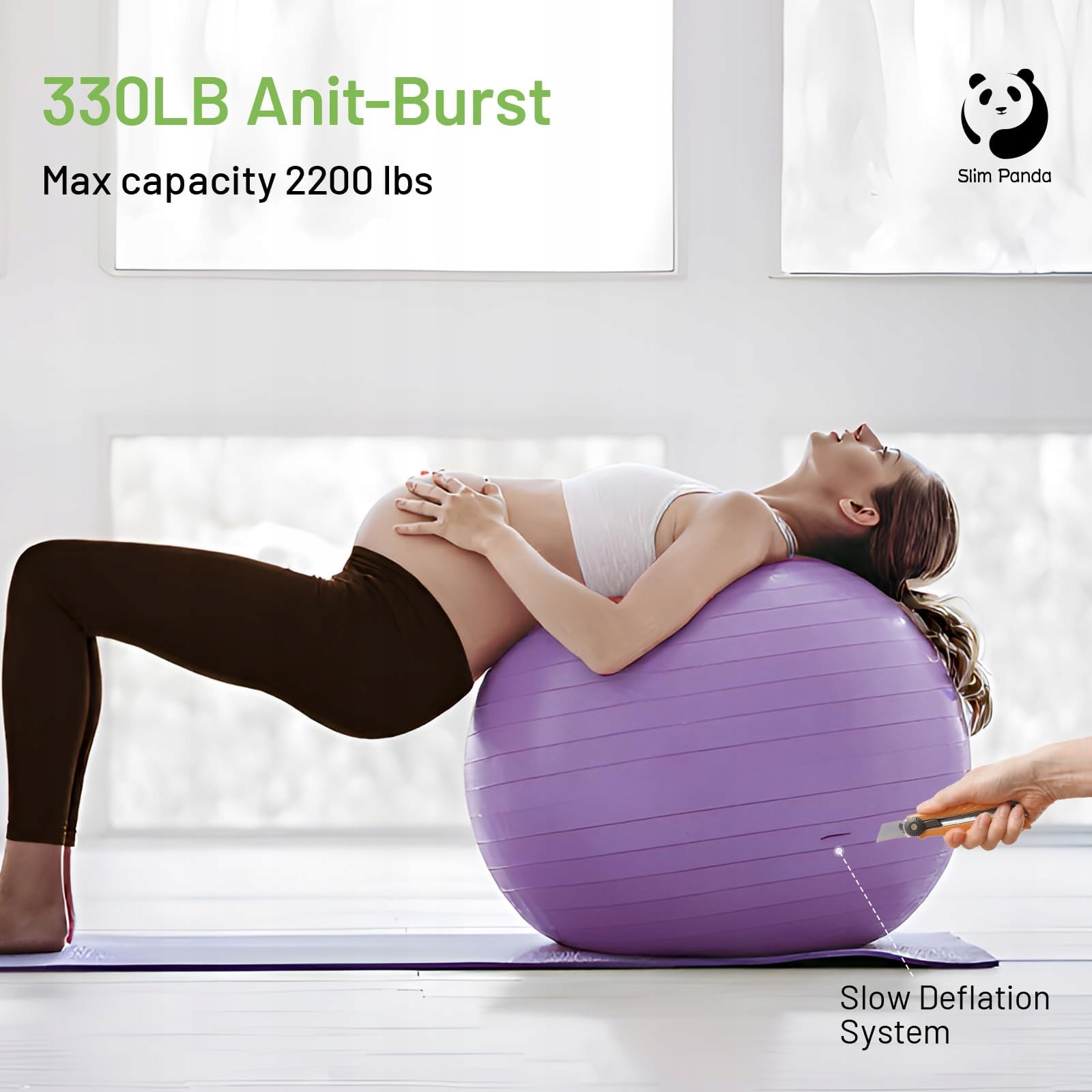 SLIM PANDA Piłka Gimnastyczna 55-85CM z Pompą do Fitnessu i Terapii — miniatura 4