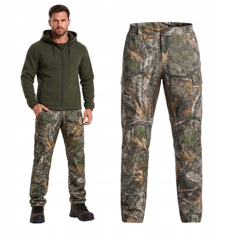 Spodnie męskie cargo kamuflaż outdoor wodoodporne 3XL 38W/30L *las*