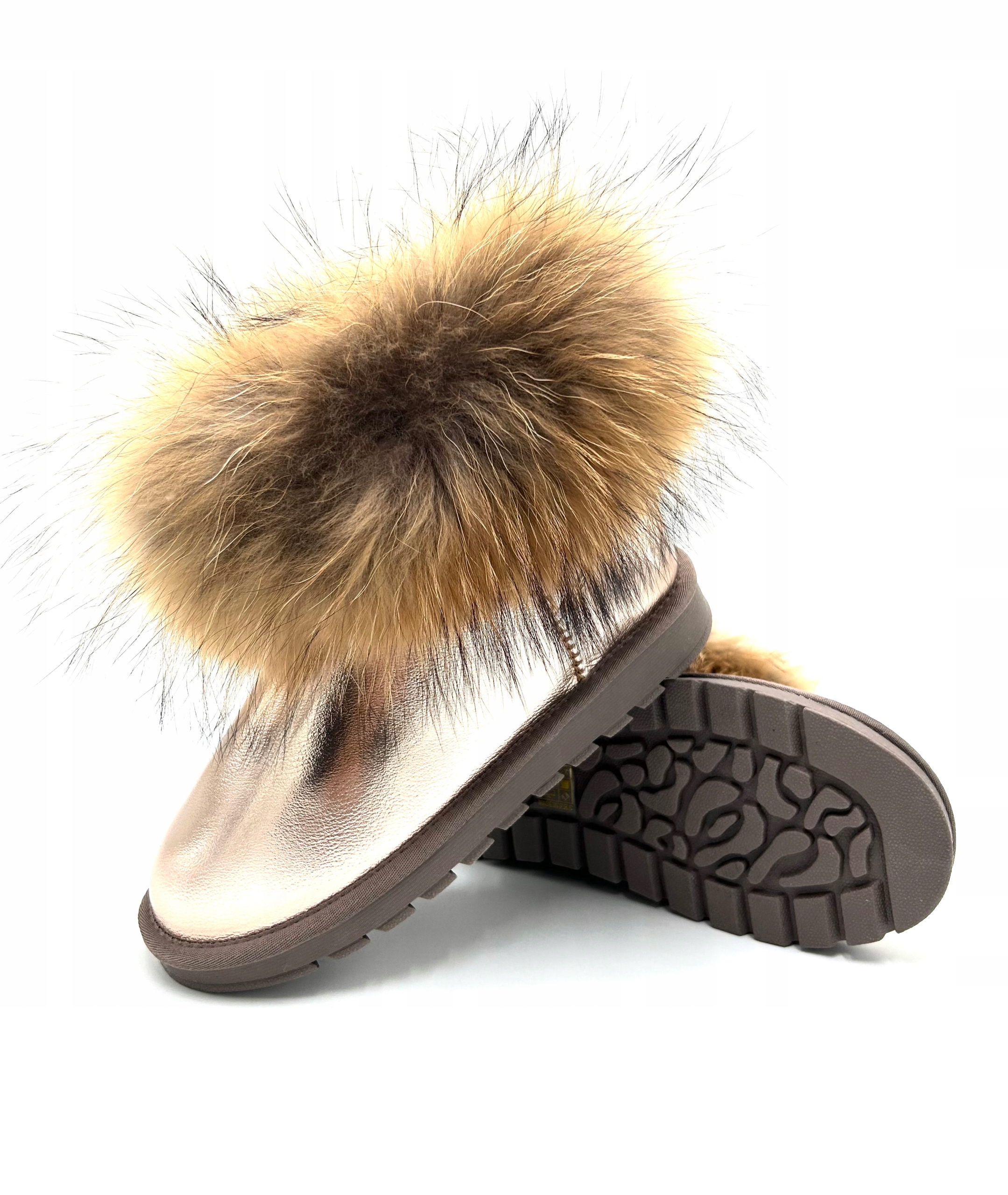 ŚNIEGOWCE EMU MUKLUKI ESKIMOSKI Z PRAWDZIWYM FUTREM JENOTA SKÓRA ZŁOTE 40 Rozmiar 40